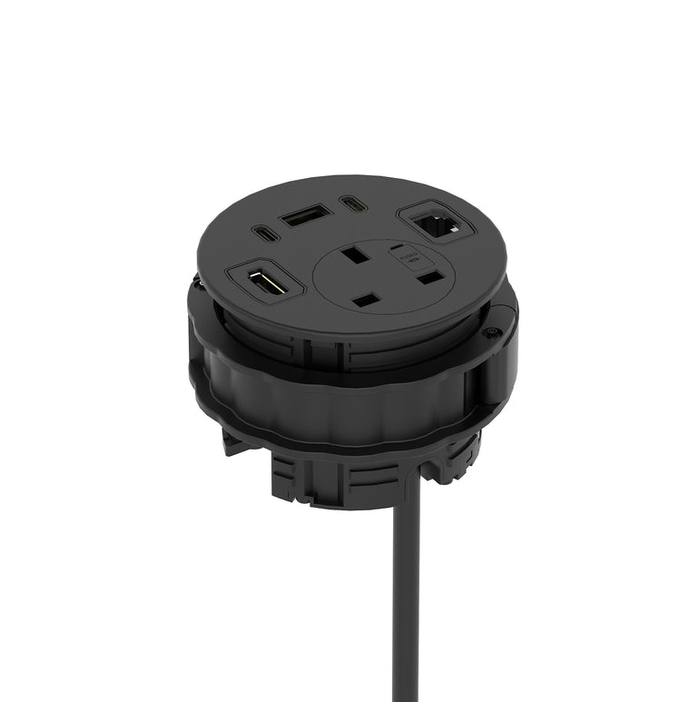 Round Power Module Table Volta Round Power Unit Module 1x Socket – Dynamic Office Solutions