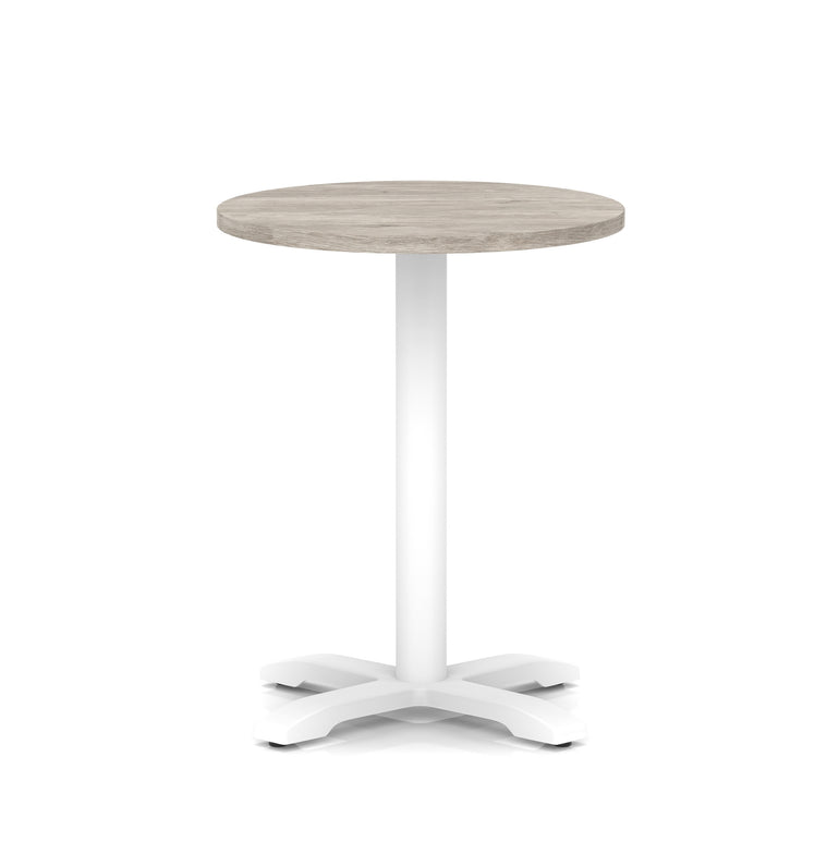 Italia Round Poseur Table With Cross Base White Leg