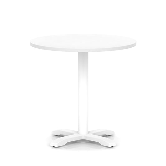 Italia Round Poseur Table With Cross Base White Leg