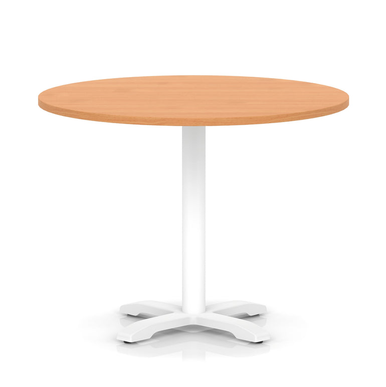 Italia Round Poseur Table With Cross Base White Leg