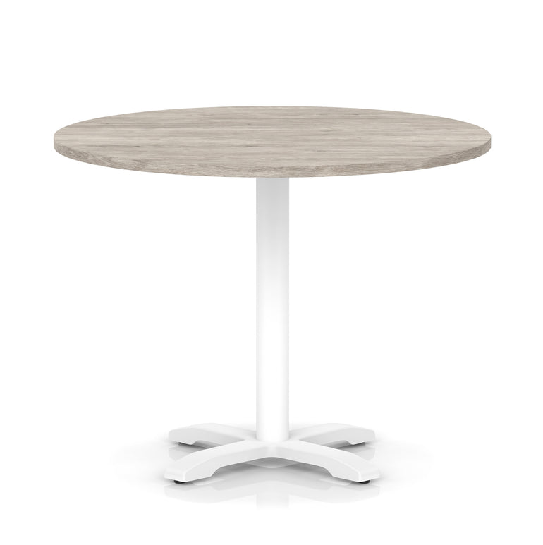 Italia Round Poseur Table With Cross Base White Leg