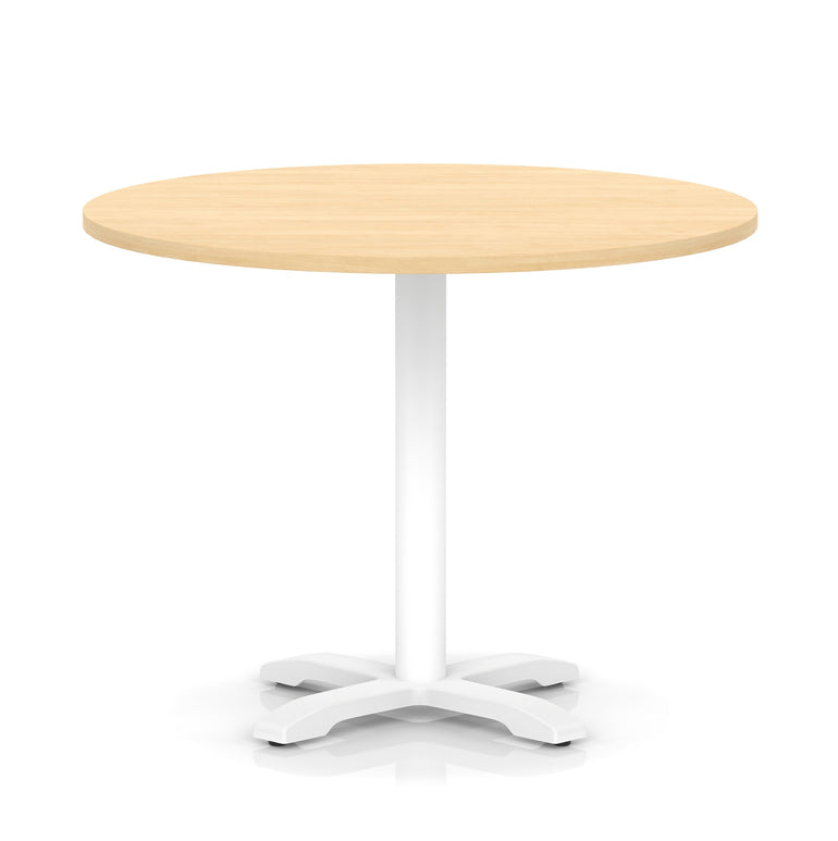 Italia Round Poseur Table With Cross Base White Leg