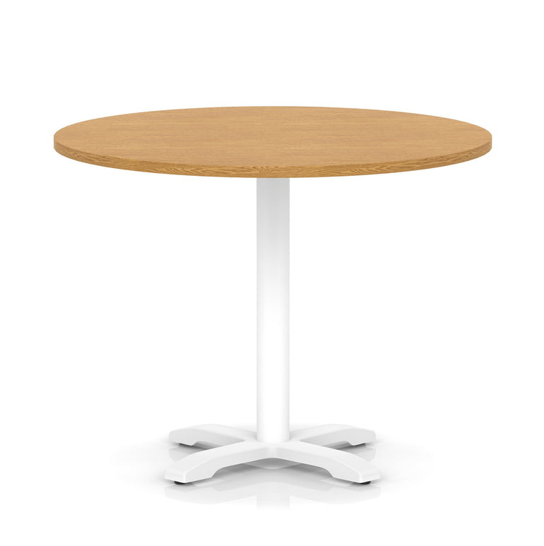 Italia Round Poseur Table With Cross Base White Leg
