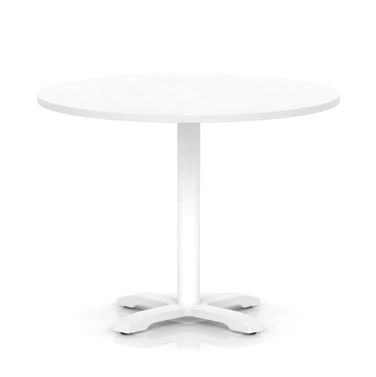 Italia Round Poseur Table With Cross Base White Leg