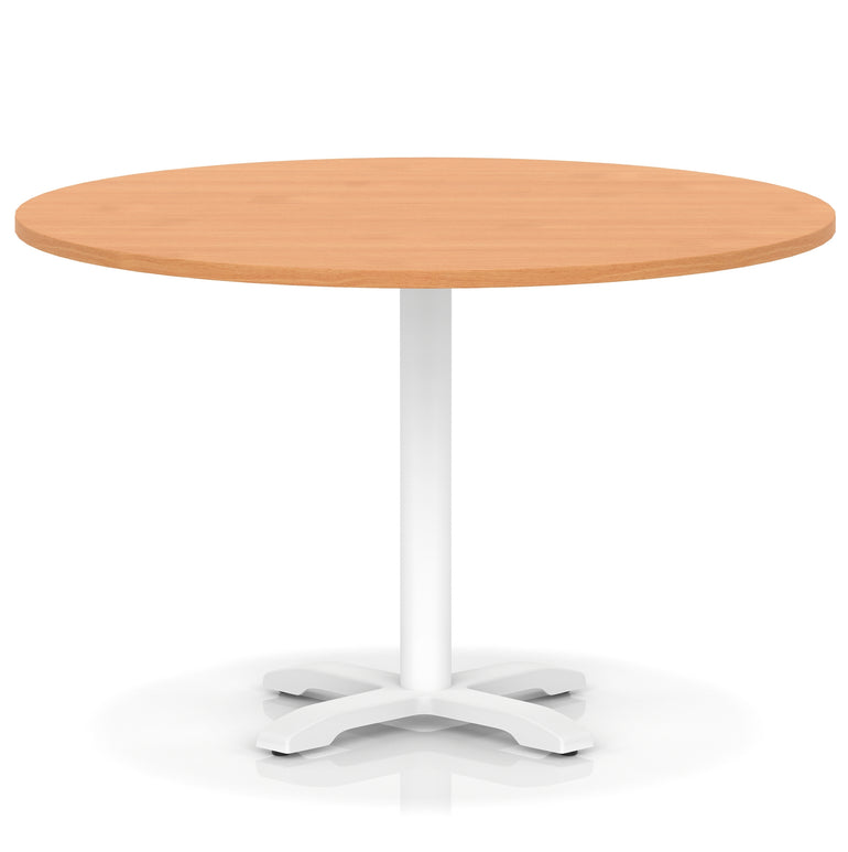 Italia Round Poseur Table With Cross Base White Leg