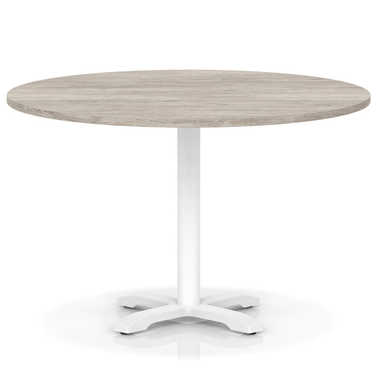 Italia Round Poseur Table With Cross Base White Leg