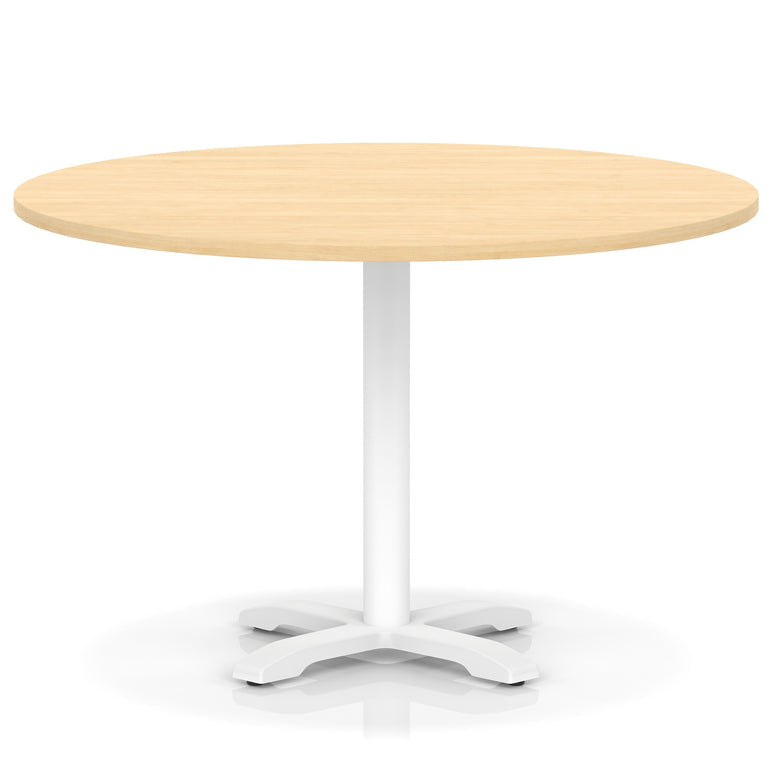 Italia Round Poseur Table With Cross Base White Leg