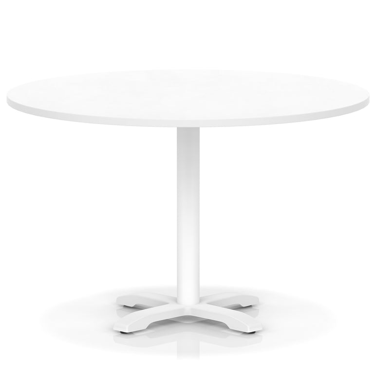 Italia Round Poseur Table With Cross Base White Leg
