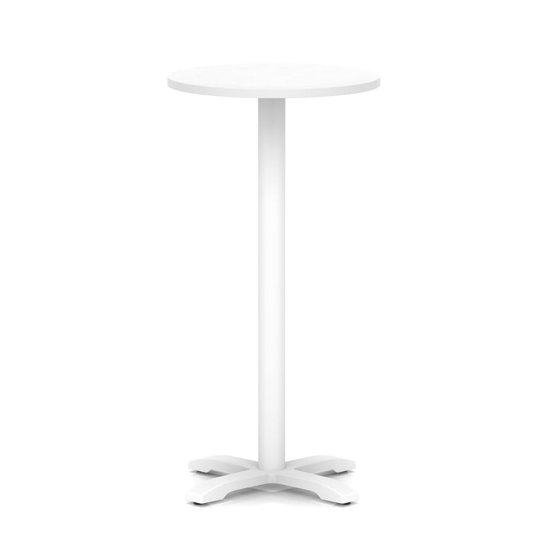 Italia Round Poseur Table With Cross Base White Leg