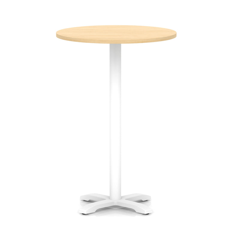 Italia Round Poseur Table With Cross Base White Leg