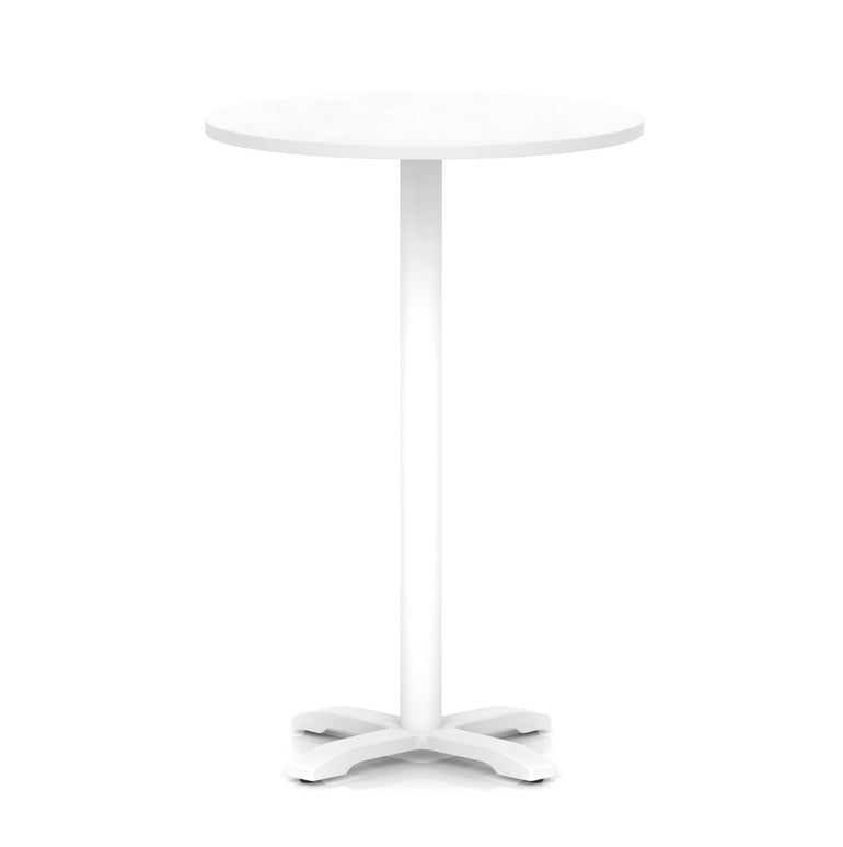 Italia Round Poseur Table With Cross Base White Leg
