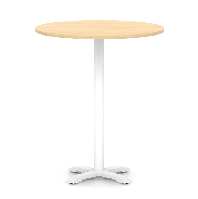 Italia Round Poseur Table With Cross Base White Leg