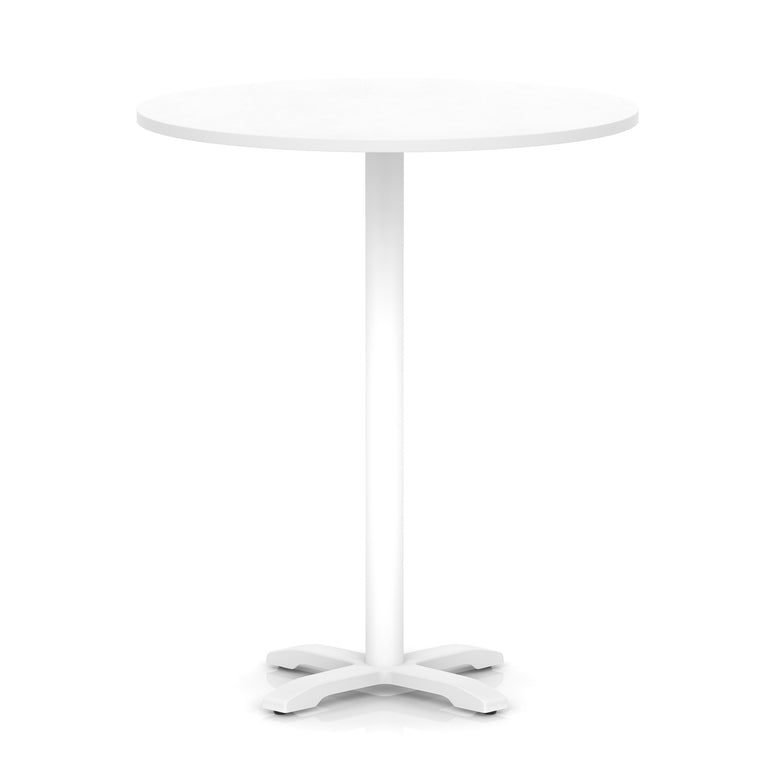 Italia Round Poseur Table With Cross Base White Leg