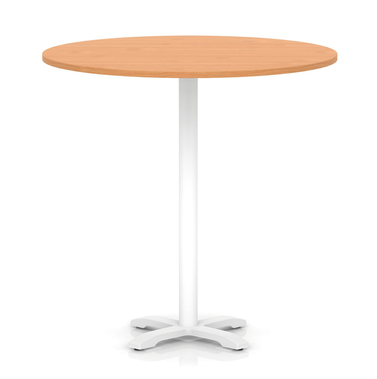 Italia Round Poseur Table With Cross Base White Leg
