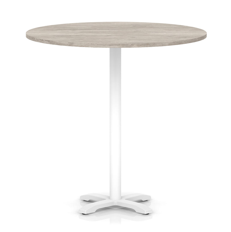 Italia Round Poseur Table With Cross Base White Leg
