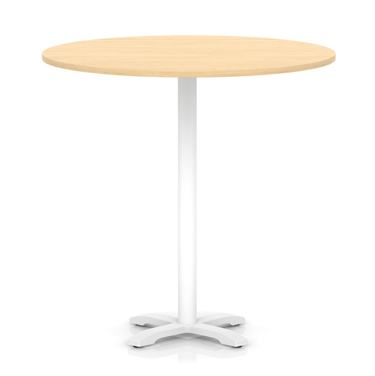 Italia Round Poseur Table With Cross Base White Leg