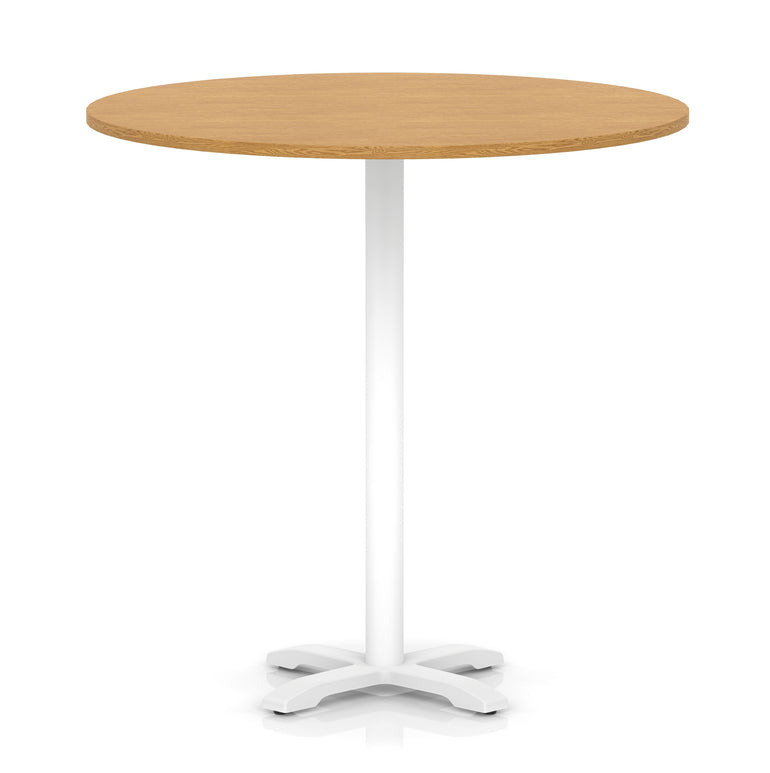 Italia Round Poseur Table With Cross Base White Leg