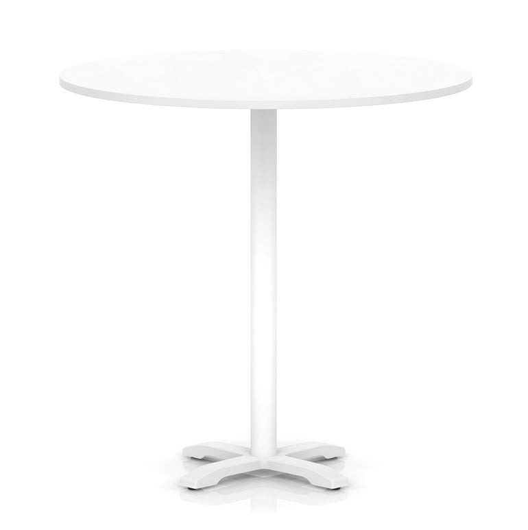 Italia Round Poseur Table With Cross Base White Leg