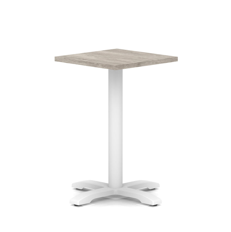 Italia Square Poseur Table With Cross Base White Leg