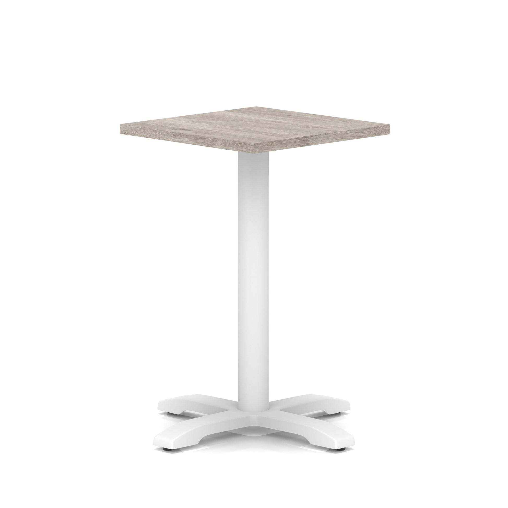 Italia Square Poseur Table With Cross Base White Leg