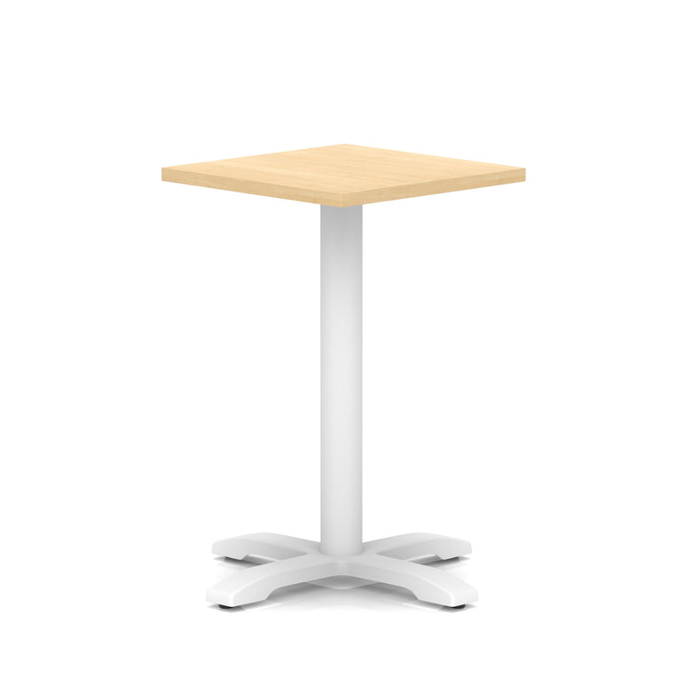 Italia Square Poseur Table With Cross Base White Leg