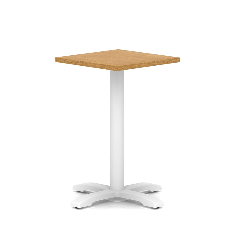 Italia Square Poseur Table With Cross Base White Leg