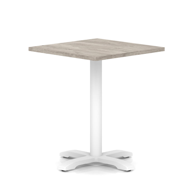 Italia Square Poseur Table With Cross Base White Leg