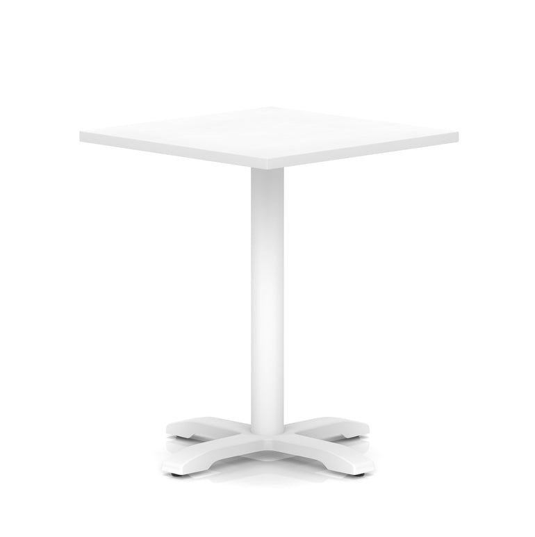 Italia Square Poseur Table With Cross Base White Leg