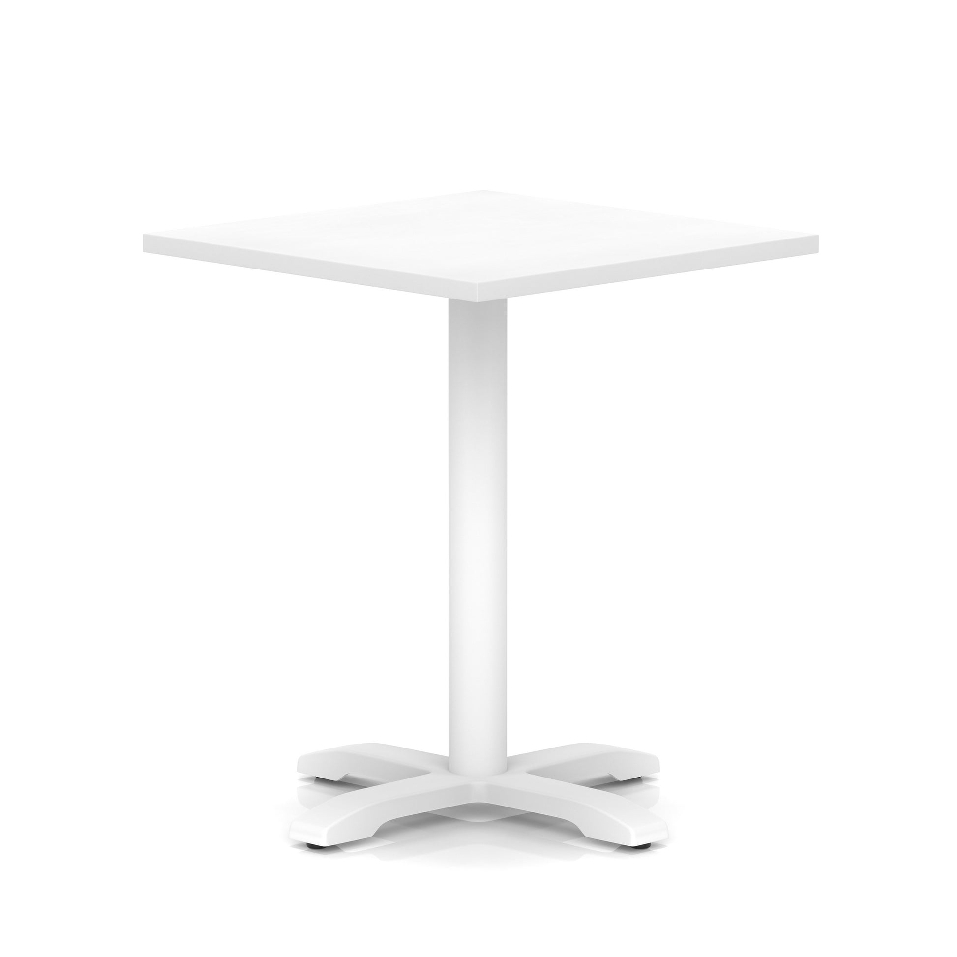 Italia Square Poseur Table With Cross Base White Leg