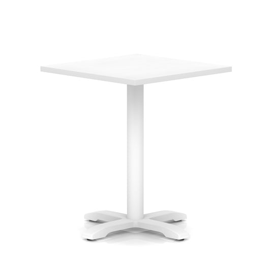 Italia Square Poseur Table With Cross Base White Leg