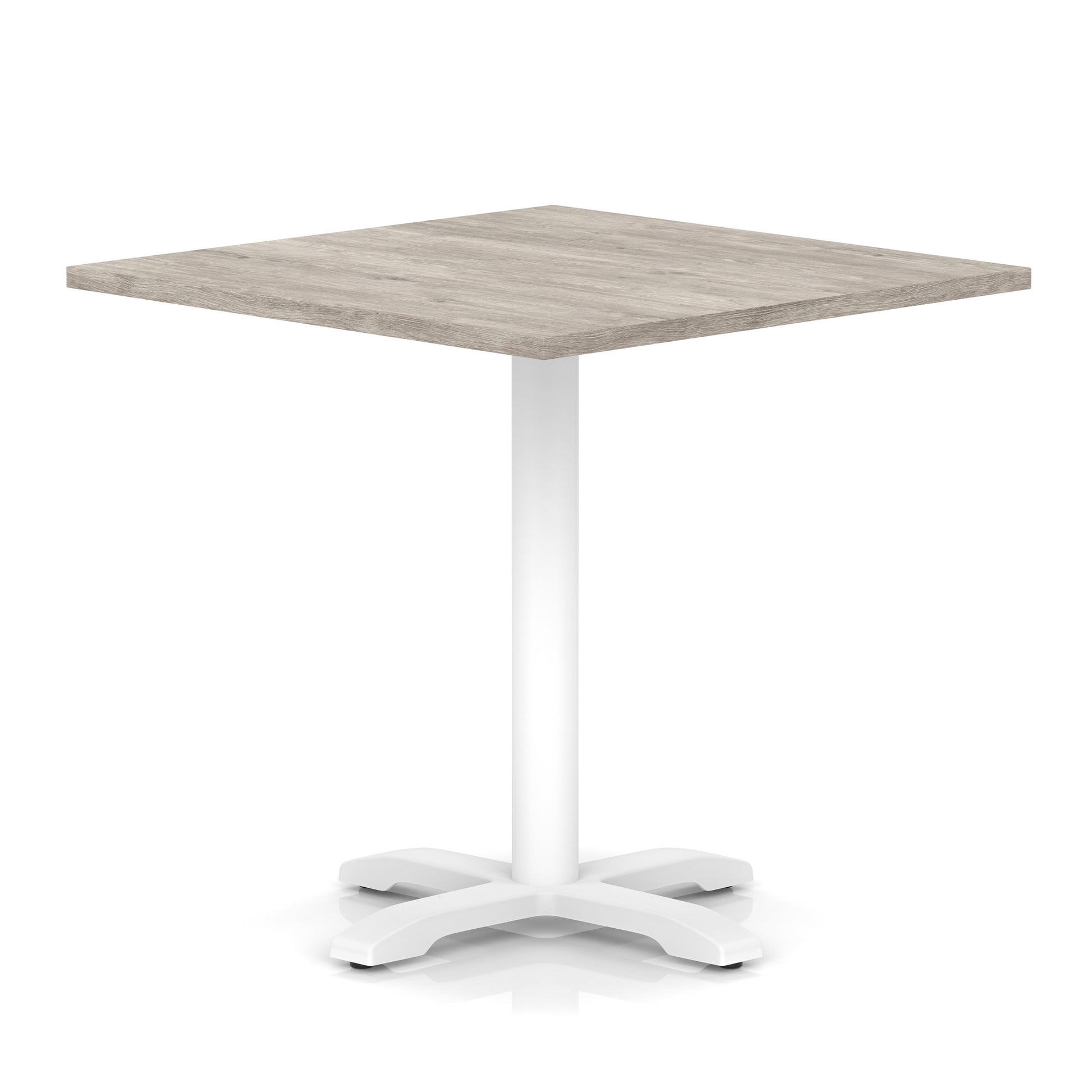 Italia Square Poseur Table With Cross Base White Leg