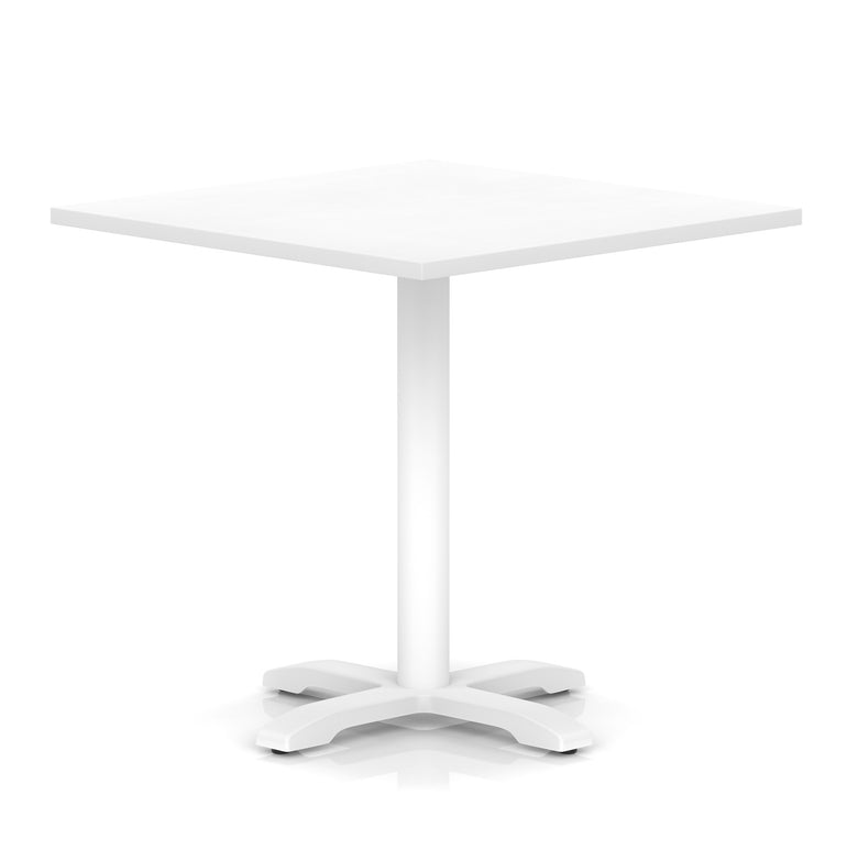 Italia Square Poseur Table With Cross Base White Leg