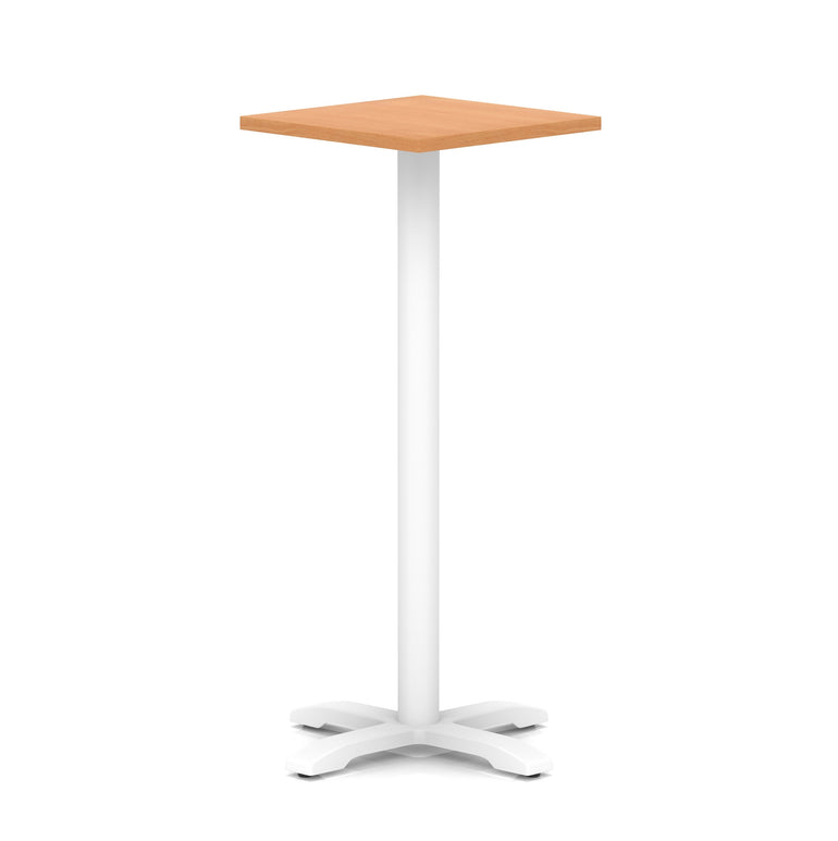 Italia Square Poseur Table With Cross Base White Leg