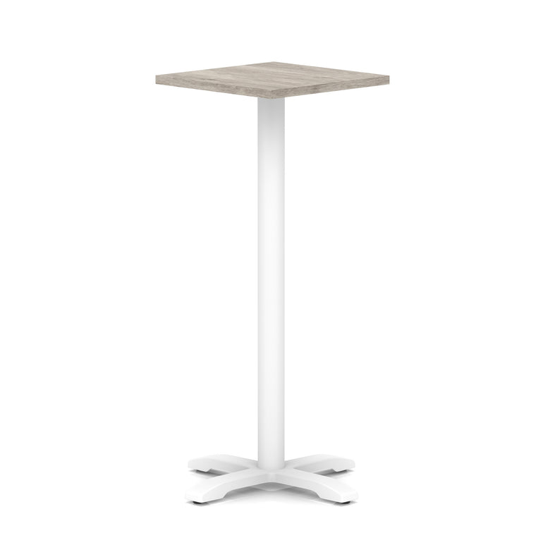 Italia Square Poseur Table With Cross Base White Leg