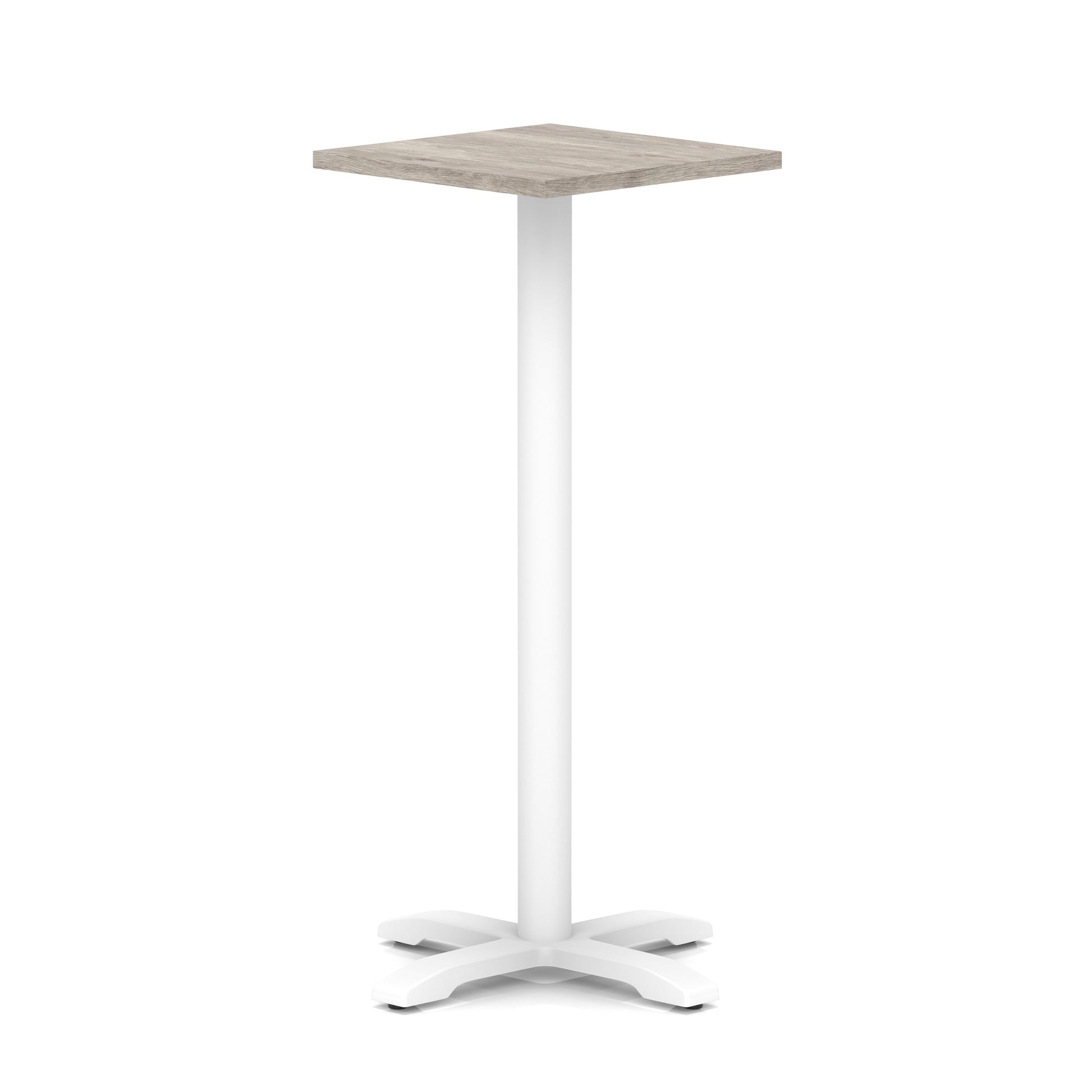 Italia Square Poseur Table With Cross Base White Leg