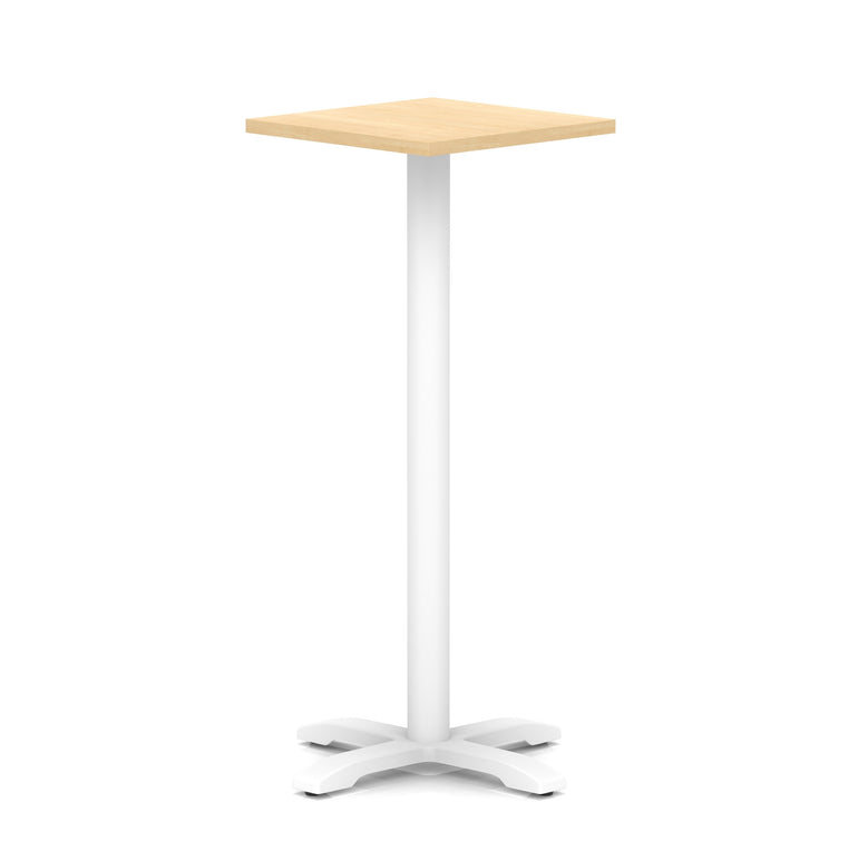 Italia Square Poseur Table With Cross Base White Leg