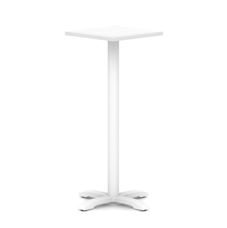 Italia Square Poseur Table With Cross Base White Leg