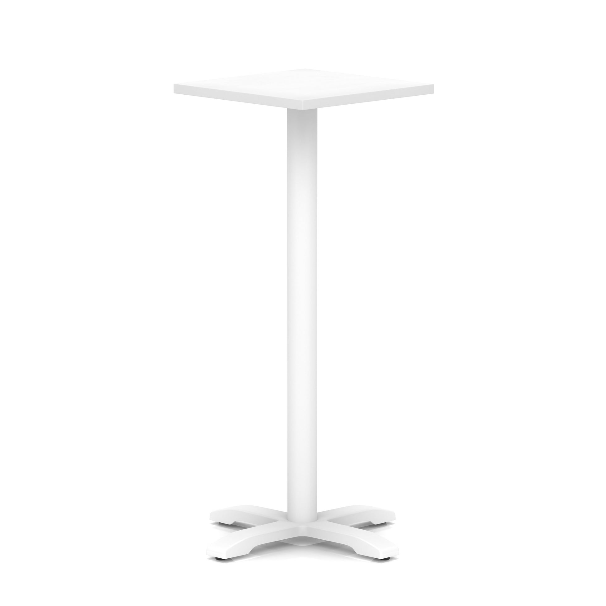 Italia Square Poseur Table With Cross Base White Leg