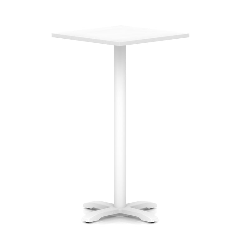 Italia Square Poseur Table With Cross Base White Leg