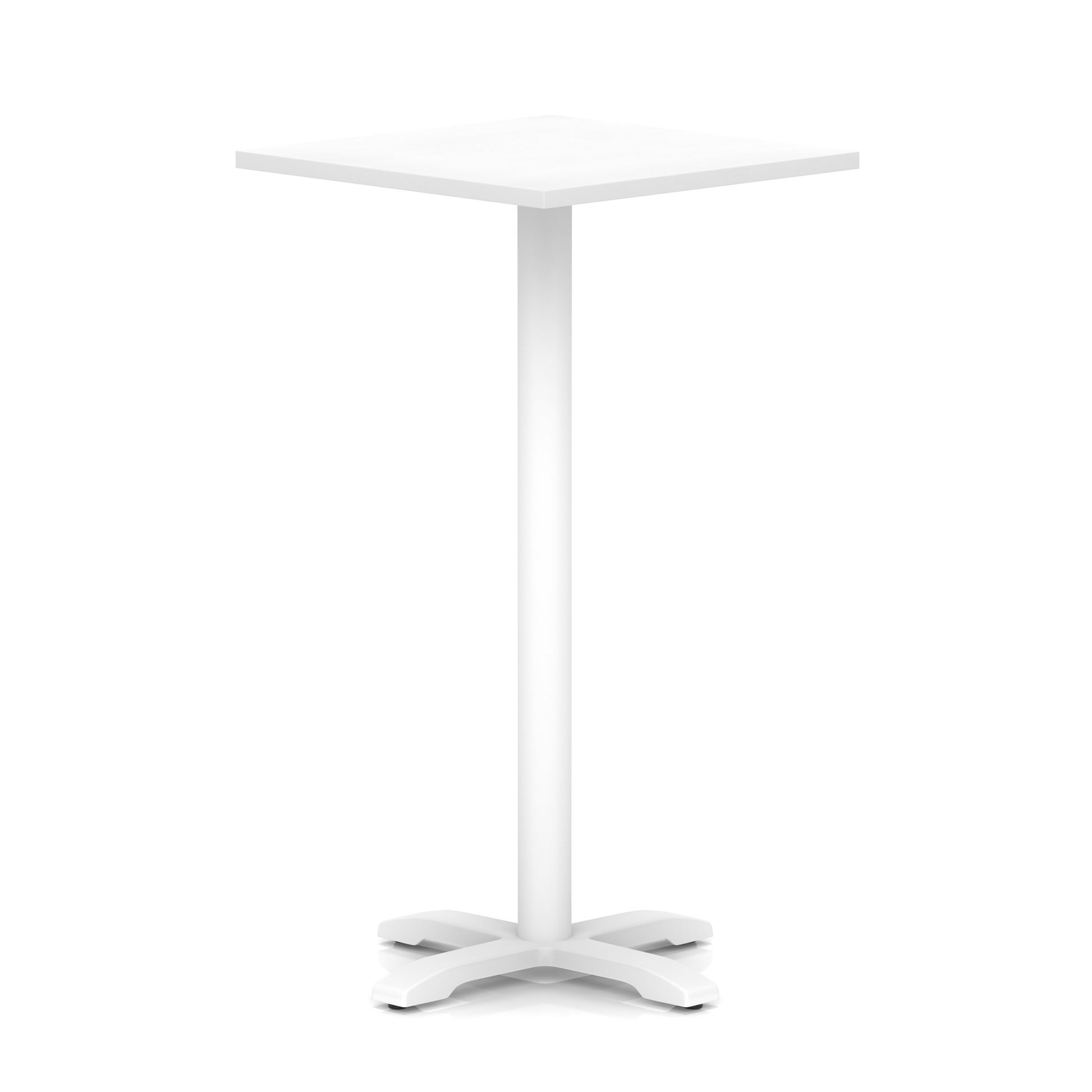Italia Square Poseur Table With Cross Base White Leg