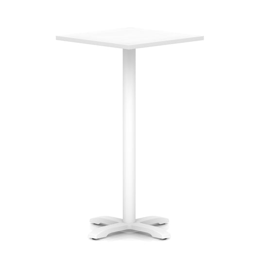 Italia Square Poseur Table With Cross Base White Leg