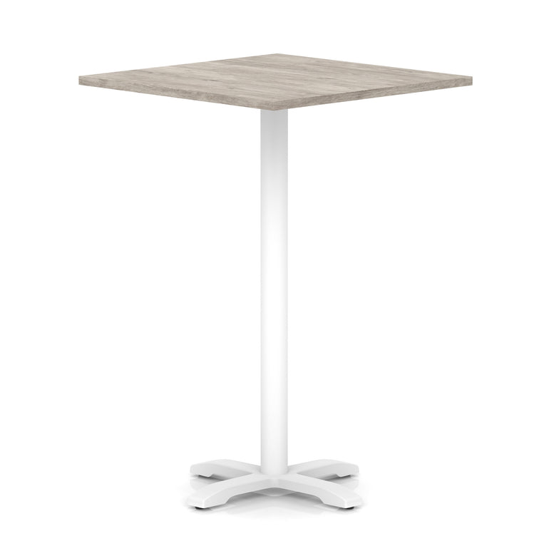 Italia Square Poseur Table With Cross Base White Leg