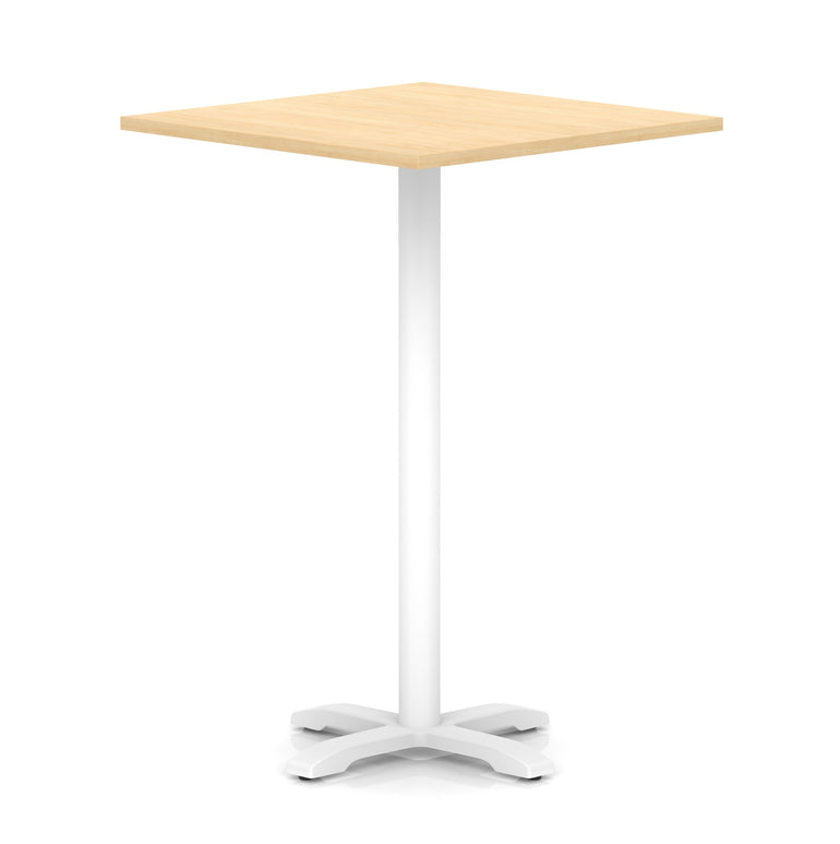 Italia Square Poseur Table With Cross Base White Leg