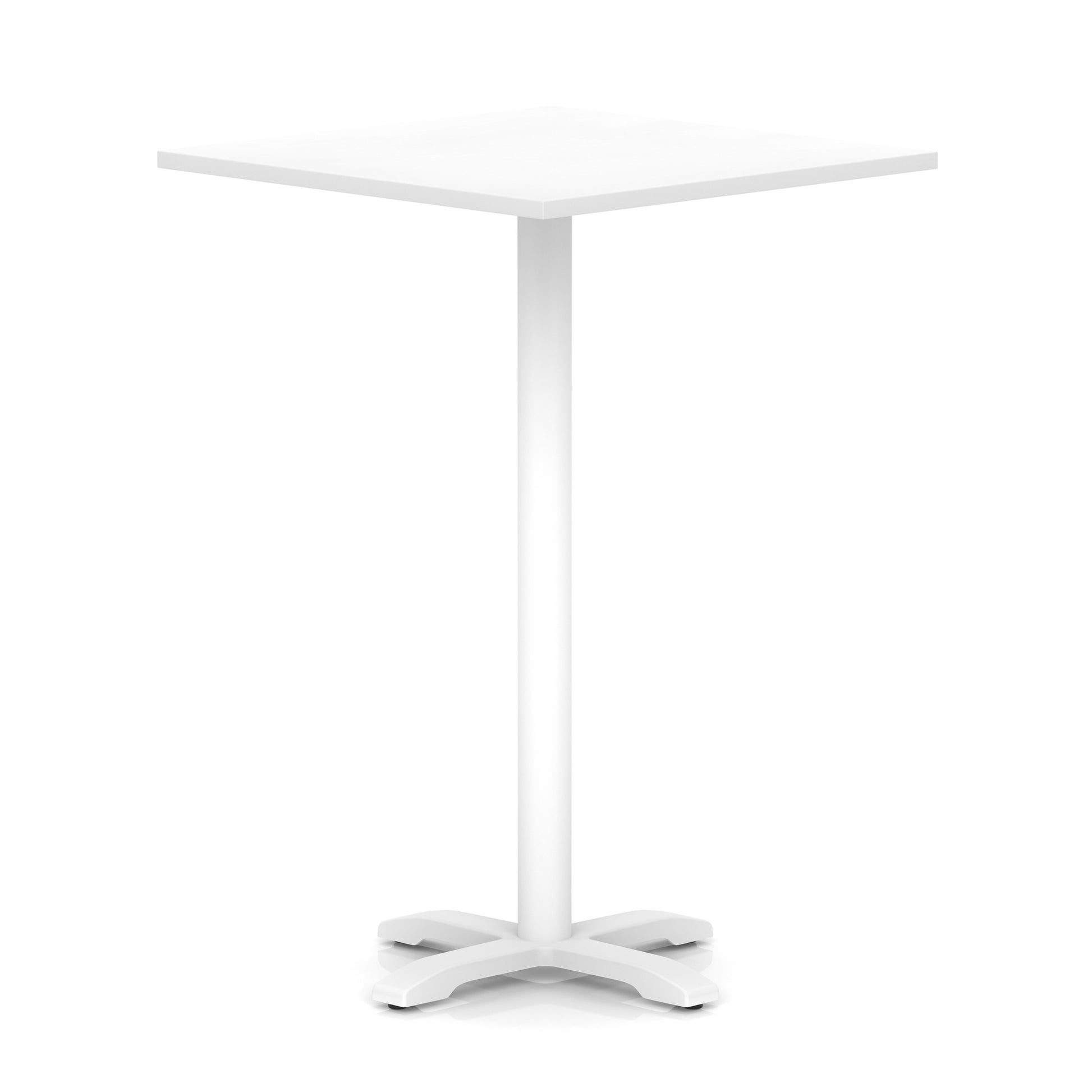 Italia Square Poseur Table With Cross Base White Leg