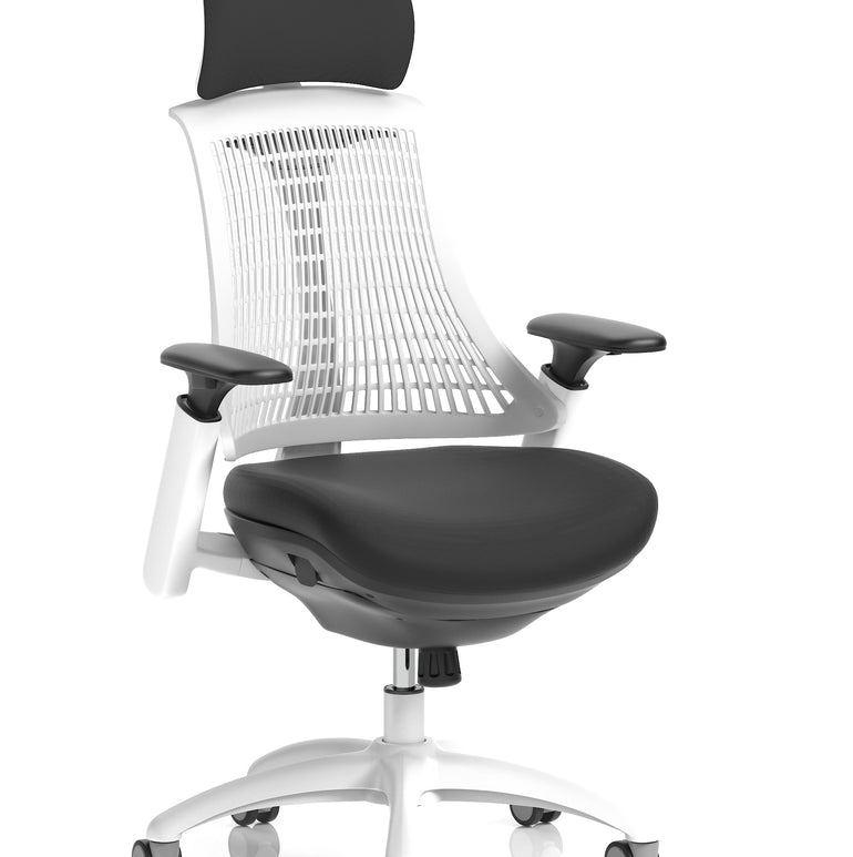 Flex Medium Back White Frame Task Operator Office Chair with Arms