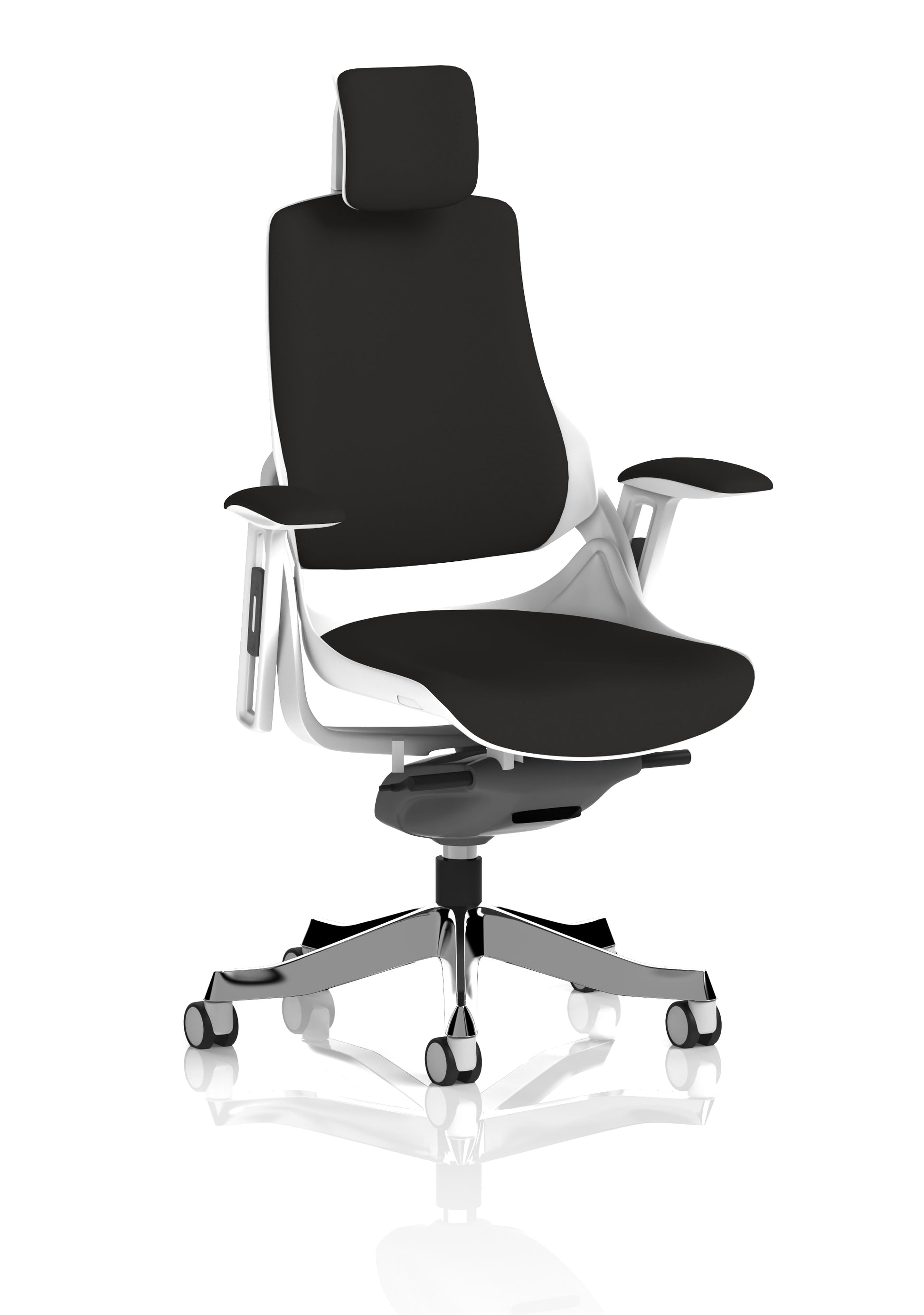 Zure High Back White Shell Fabric Executive Office Chair with Arms