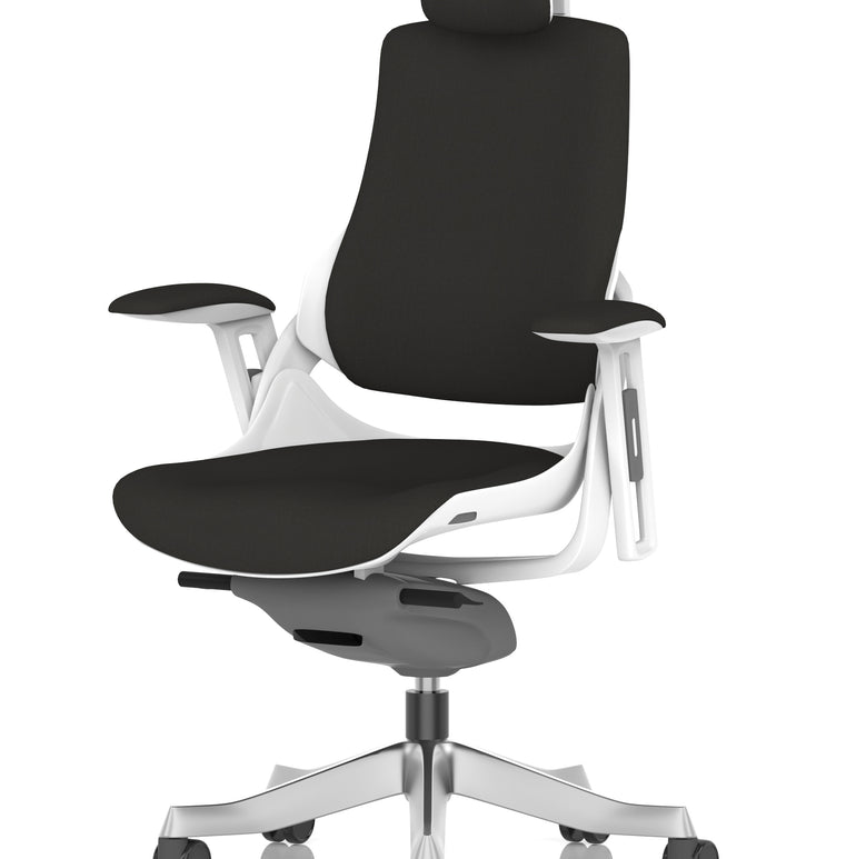Zure High Back White Shell Fabric Executive Office Chair with Arms