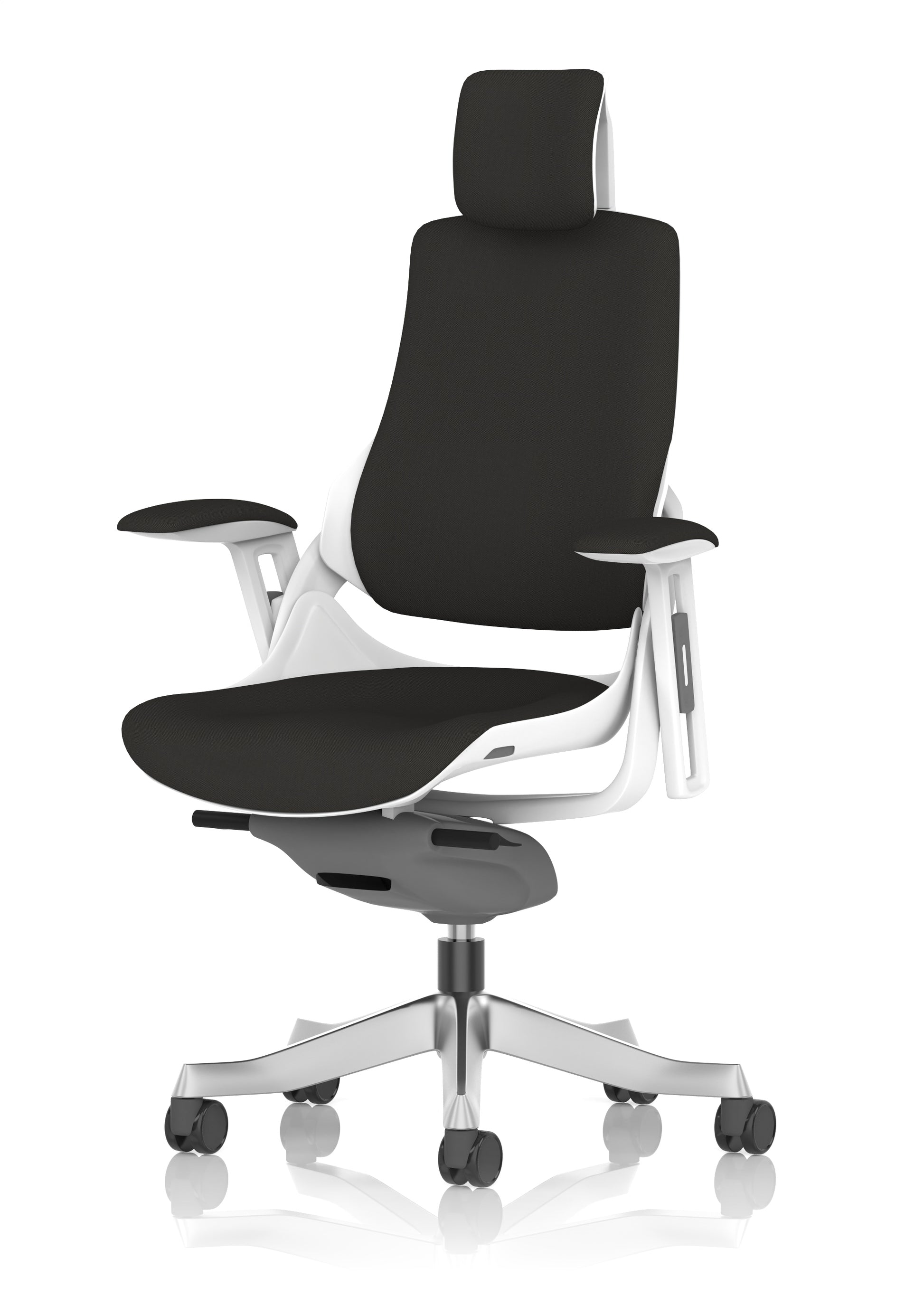 Zure High Back White Shell Fabric Executive Office Chair with Arms