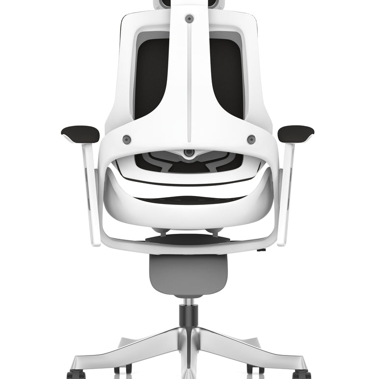 Zure High Back White Shell Fabric Executive Office Chair with Arms