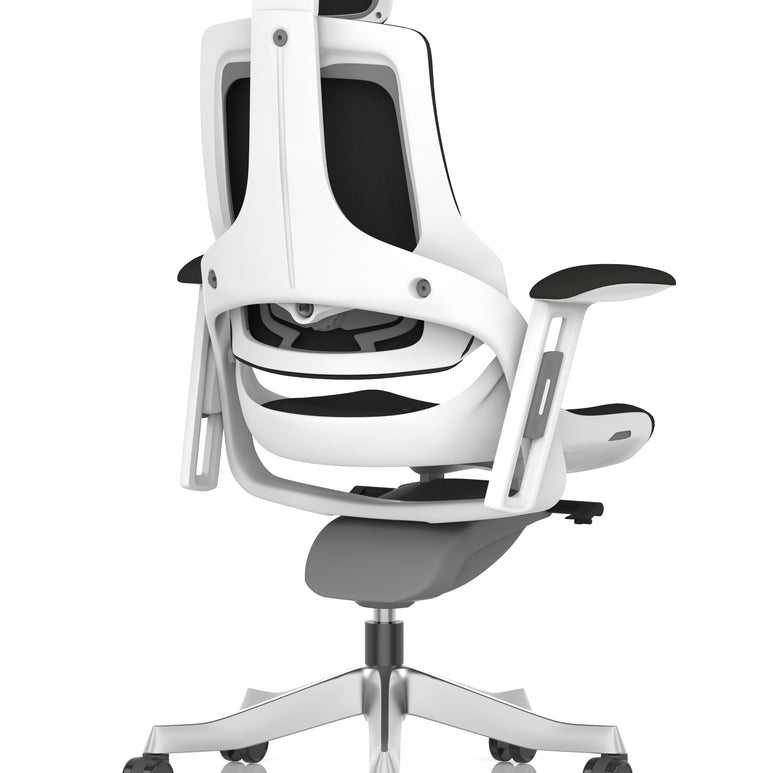 Zure High Back White Shell Fabric Executive Office Chair with Arms